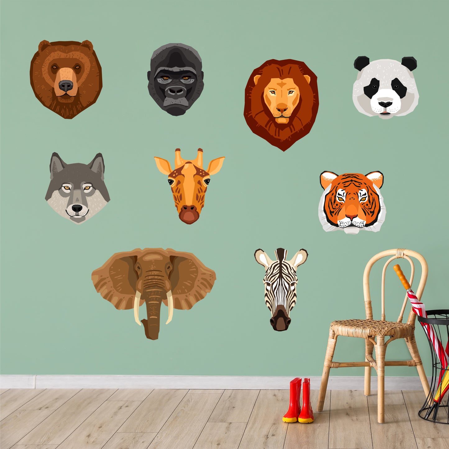 Boho Wall Stickers - Wild Animals Decal Set Wall Art