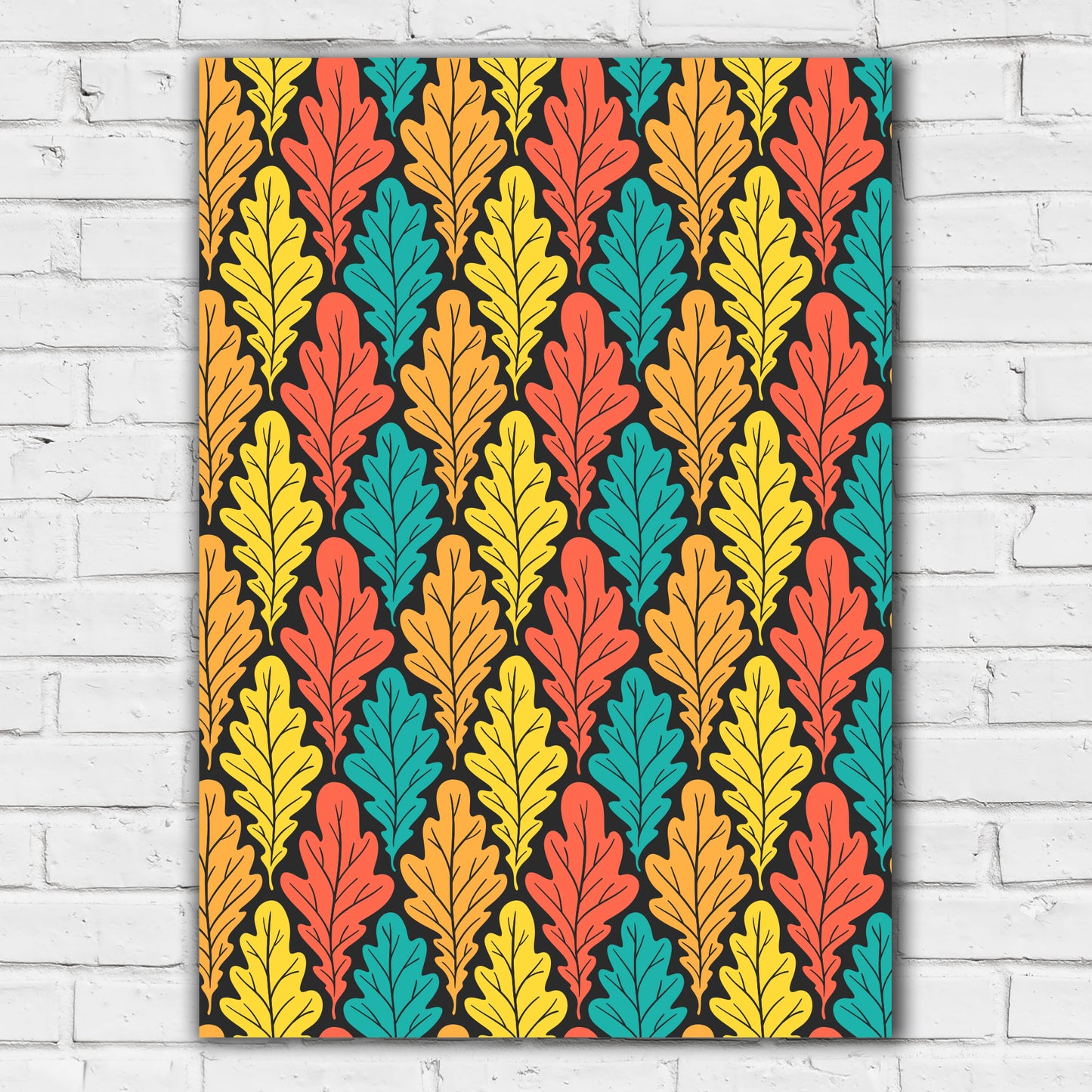 Boho Wall Print - Abstract Repeat Leaves Poster Wall Art