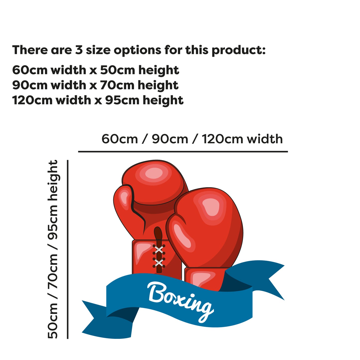 Boxing Wall Sticker - Blue Ribbon with Red Gloves Decal Wall Art