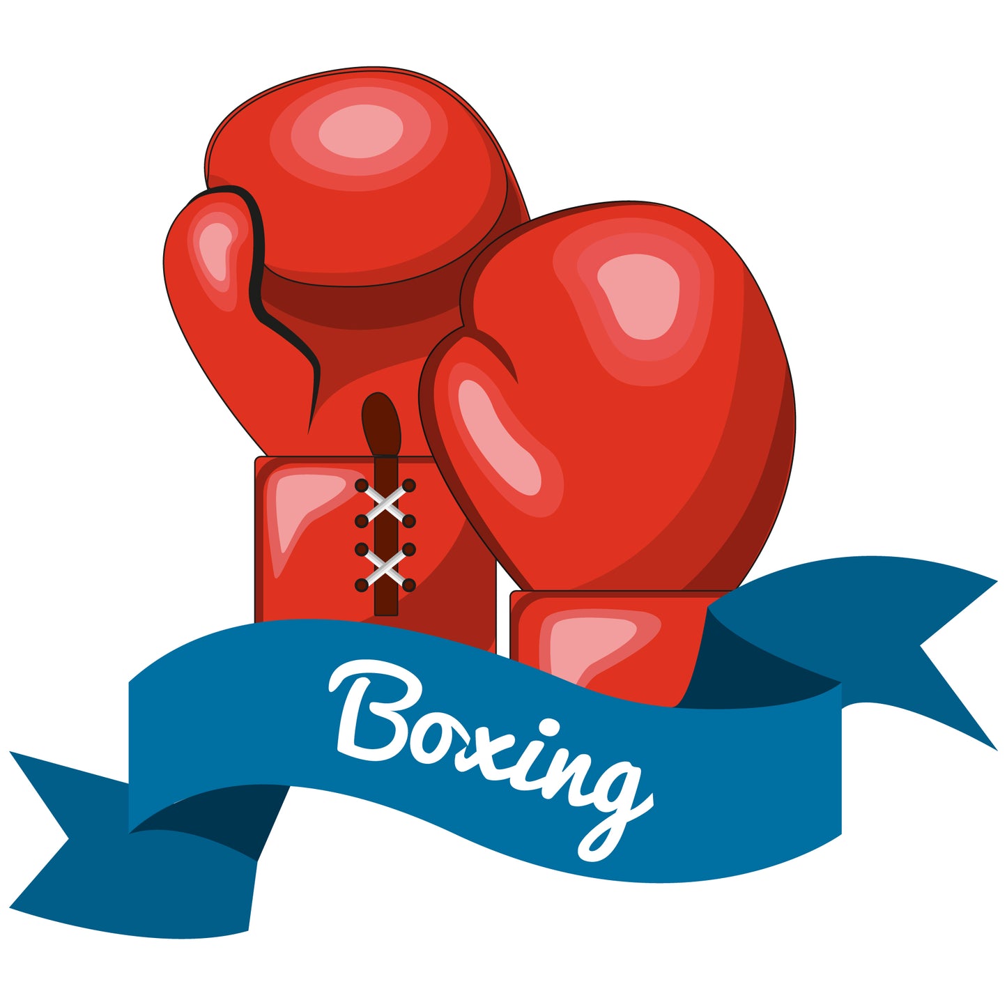 Boxing Wall Sticker - Blue Ribbon with Red Gloves Decal Wall Art