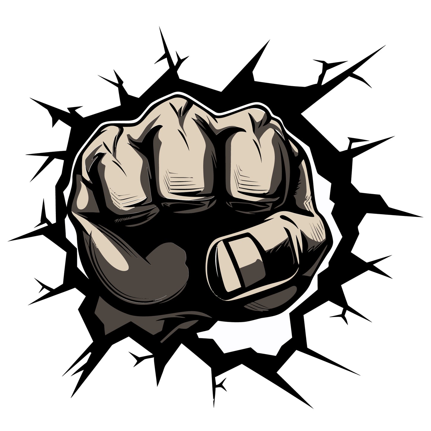 Boxing Wall Sticker - Fist Punching Cracked Wall Decal Wall Art