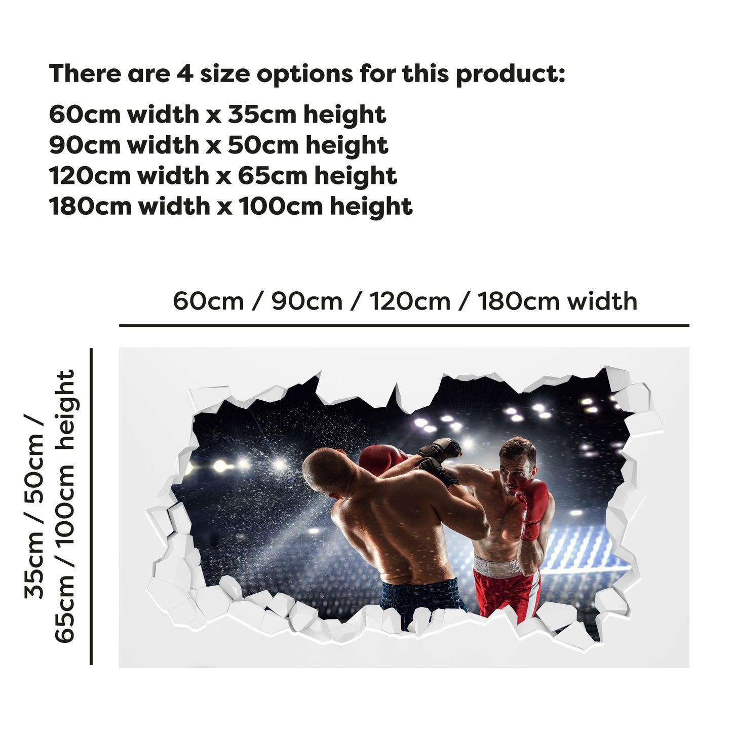 Boxing Punch Broken Wall Sticker Art Home Decal Mural