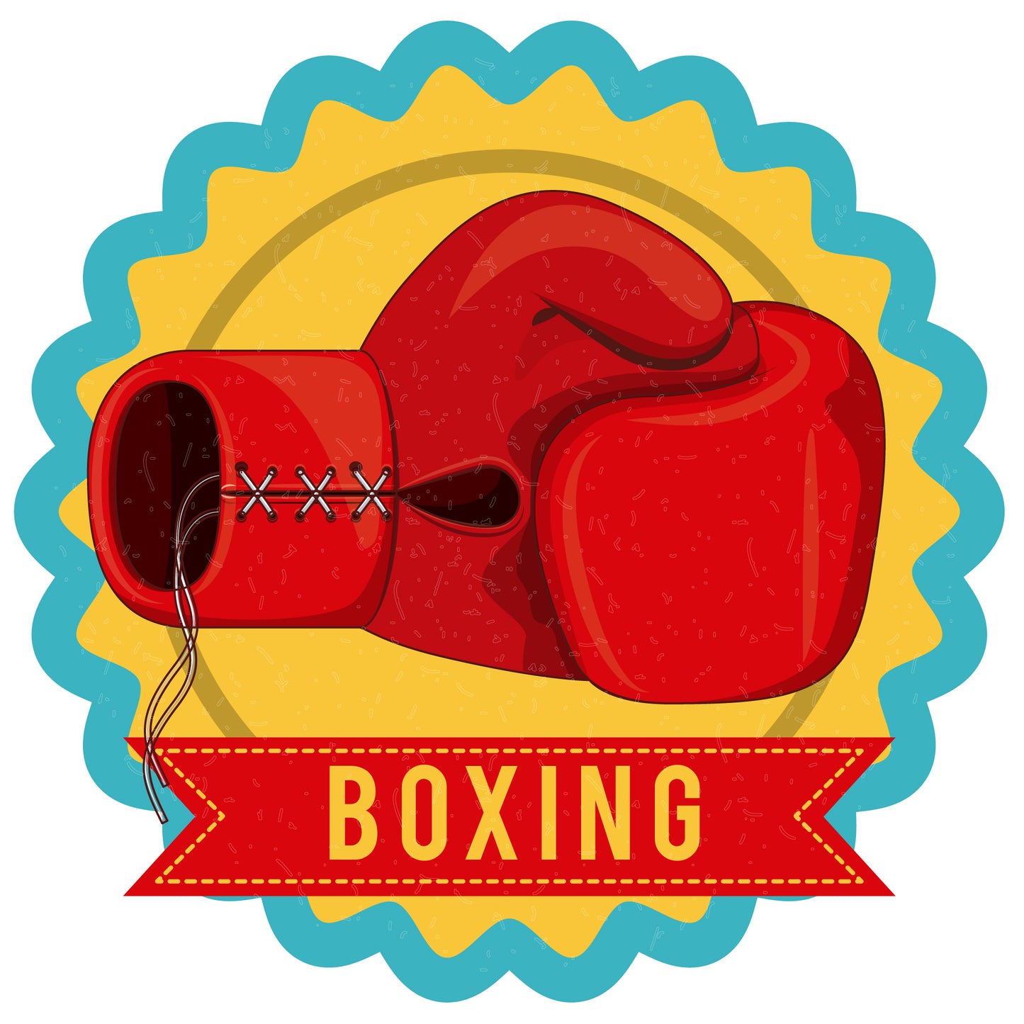 Boxing Wall Sticker - Boxing Banner below Red Glove Decal Wall Art
