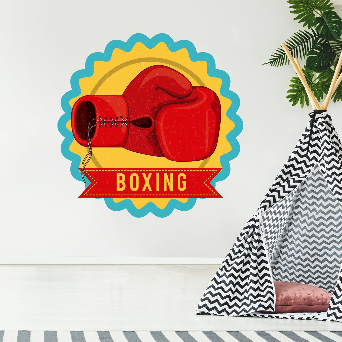 Boxing Wall Sticker - Boxing Banner below Red Glove Decal Wall Art