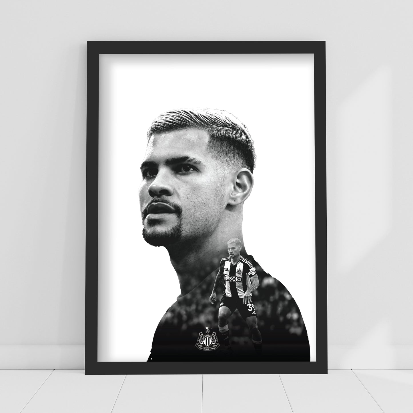 Newcastle United Bruno G Black and White Portrait Print