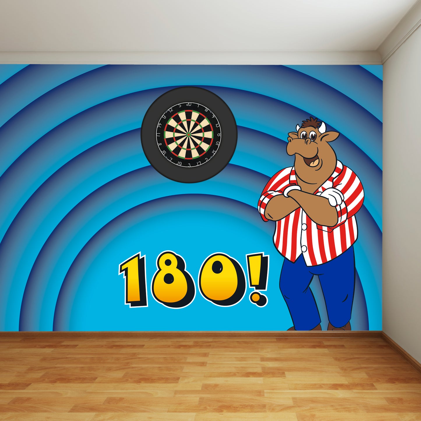 Bullseye Full Wall Mural - Blue Rings 180 Wall Art