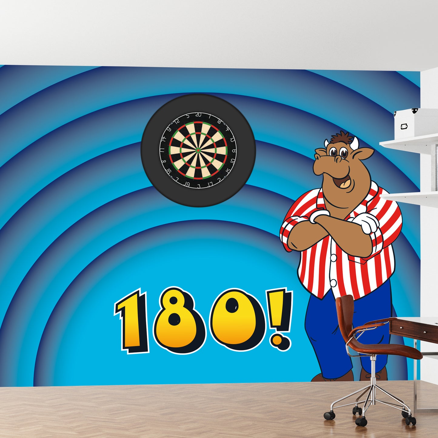 Bullseye Full Wall Mural - Blue Rings 180 Wall Art