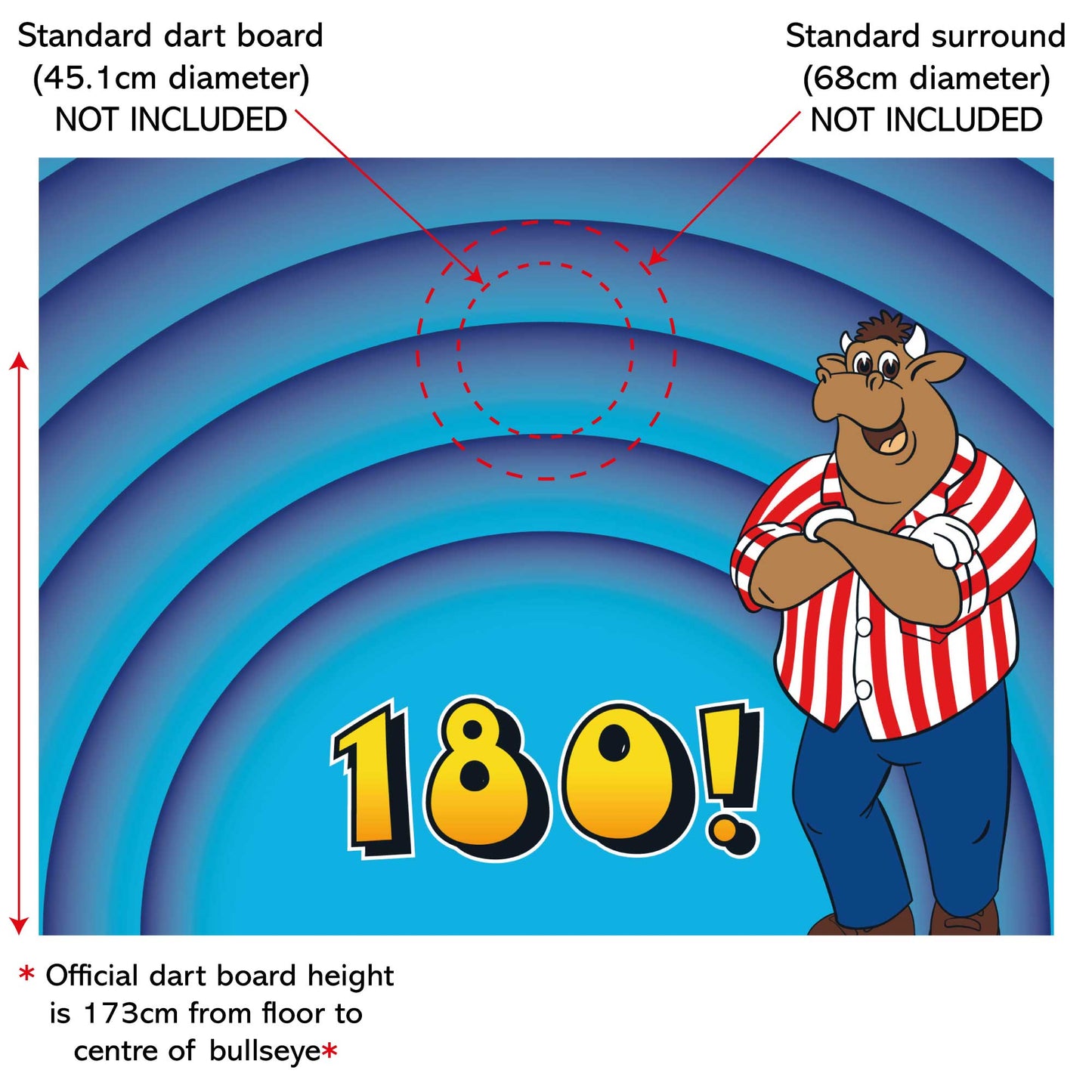 Bullseye Full Wall Mural - Blue Rings 180 Wall Art