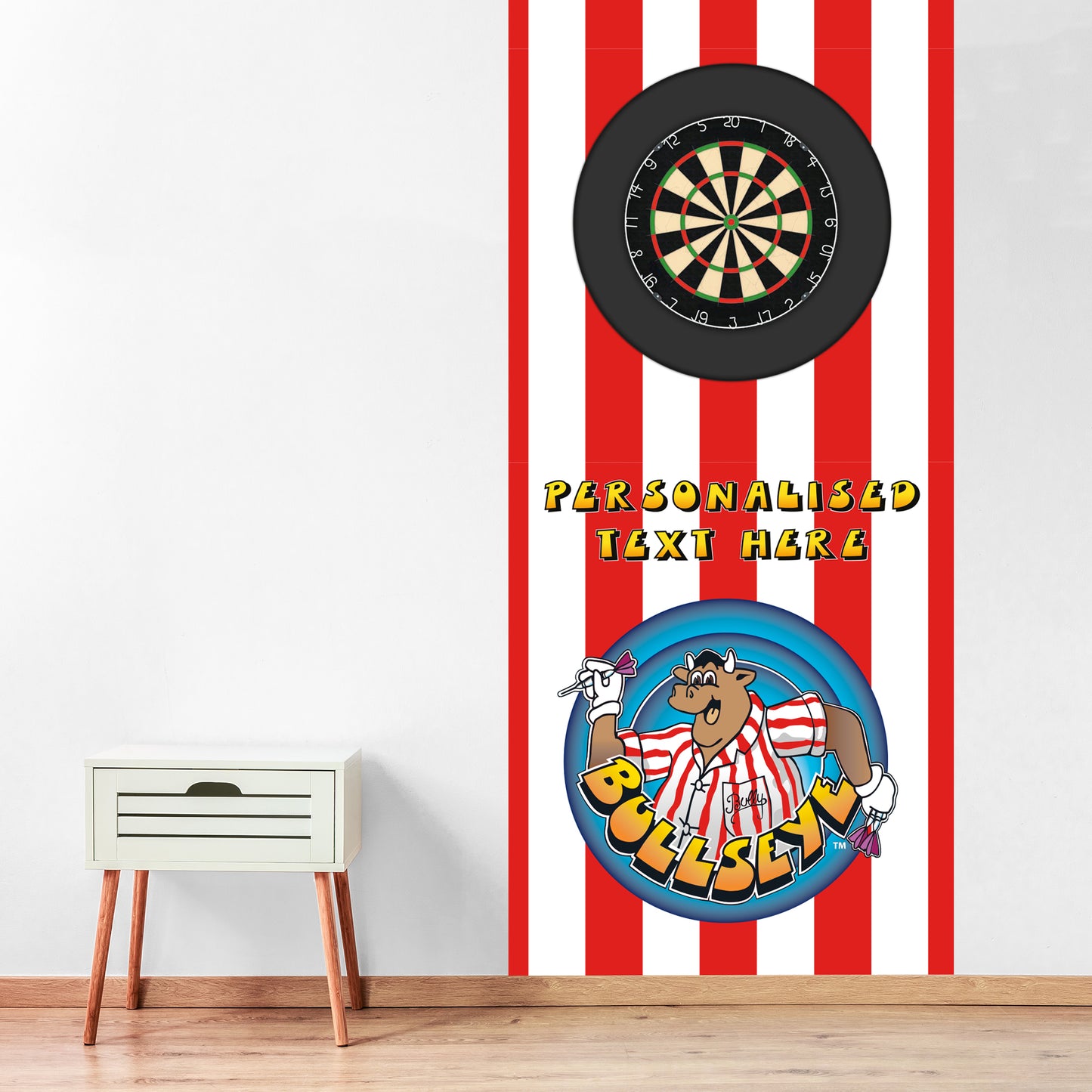 Bullseye Dart Board Backdrop - Bully Red And White Stripes Personalised Wall Sticker