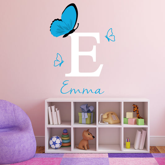 Butterfly Wall Sticker - Personalised Name and Letter Art Decal