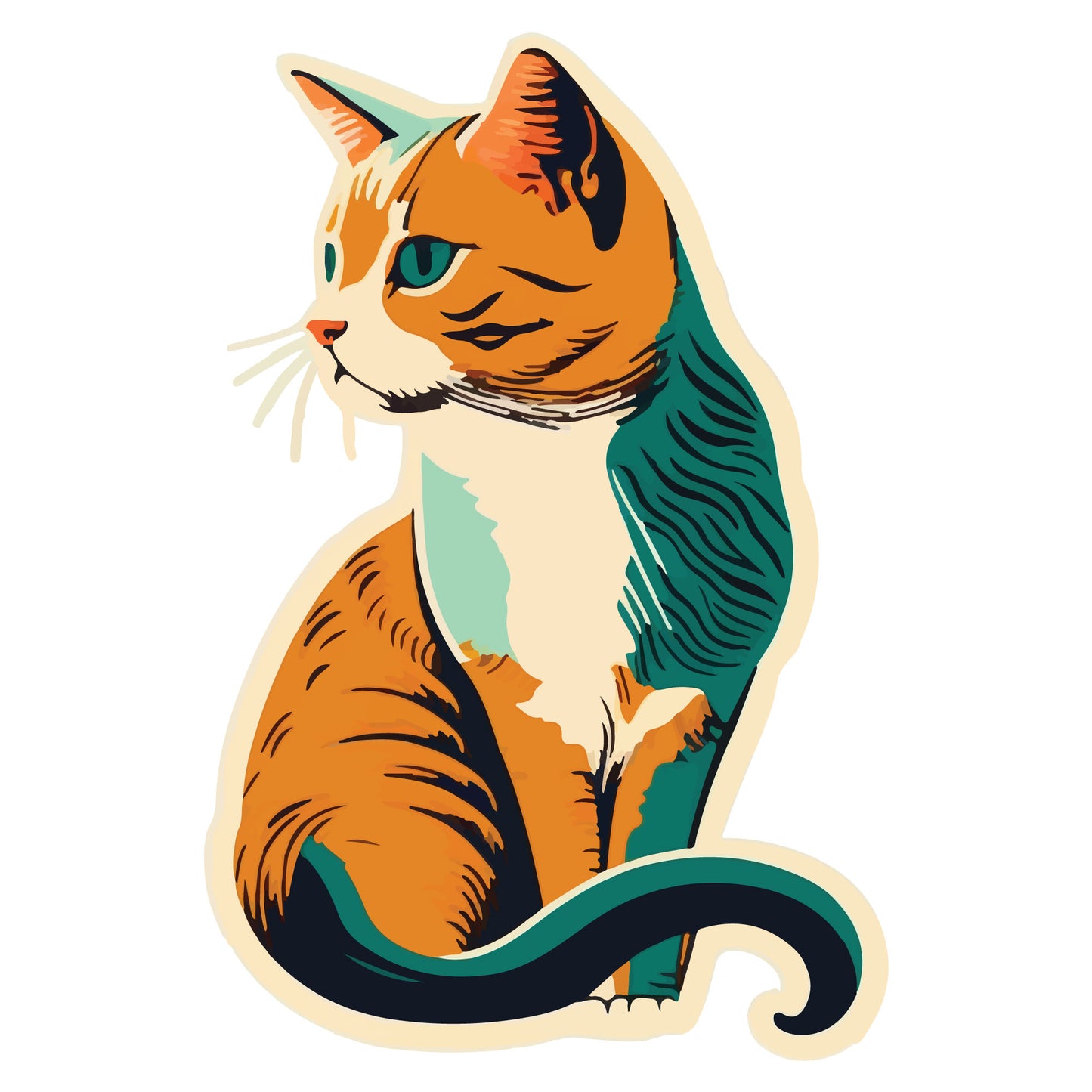 Cat Wall Sticker - Ginger Cat Decal Art