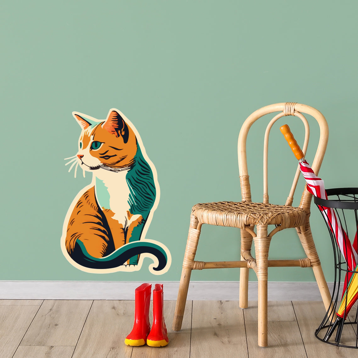 Cat Wall Sticker - Ginger Cat Decal Art