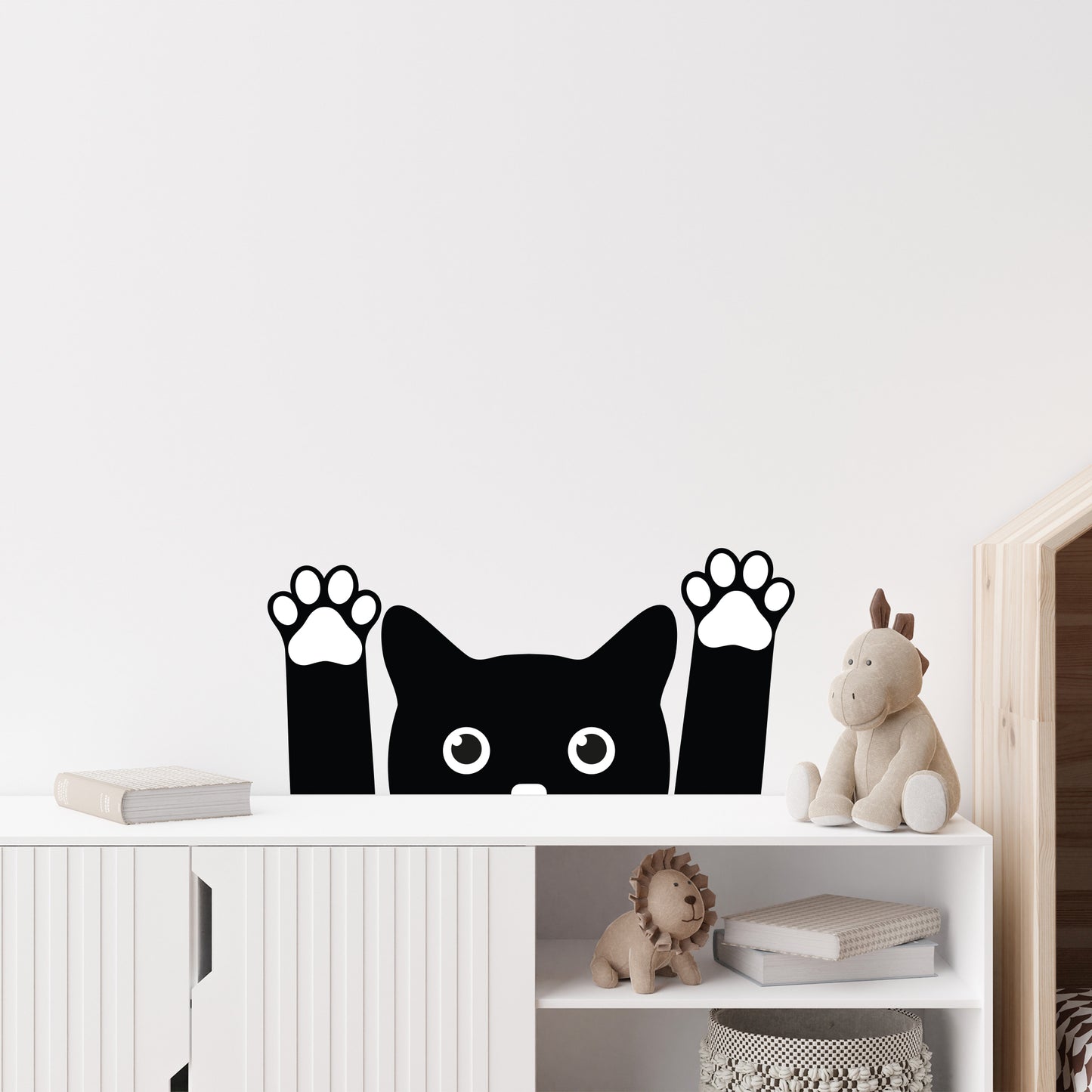 Cat Wall Sticker - Head and Paws Decal Art