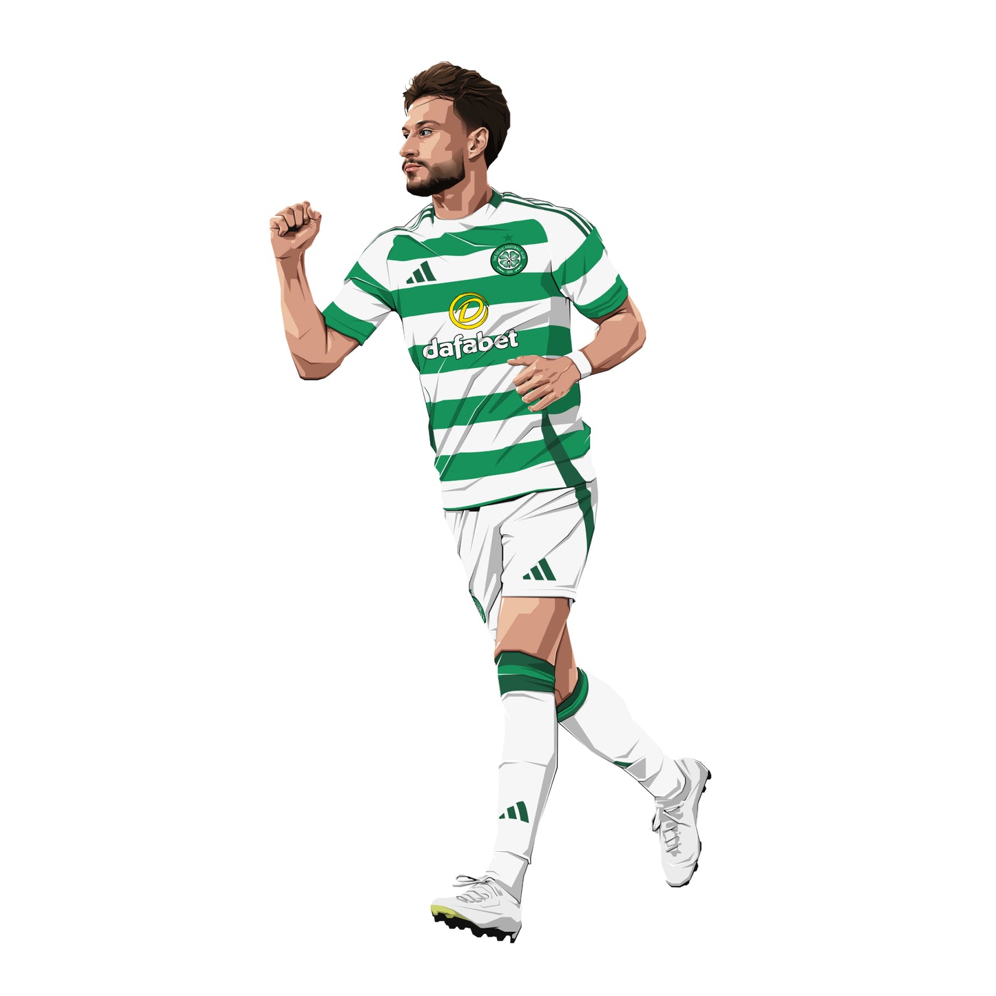 Celtic FC Wall Sticker - Kuhn Player Illustration 24/25 Wall Decal Football Art