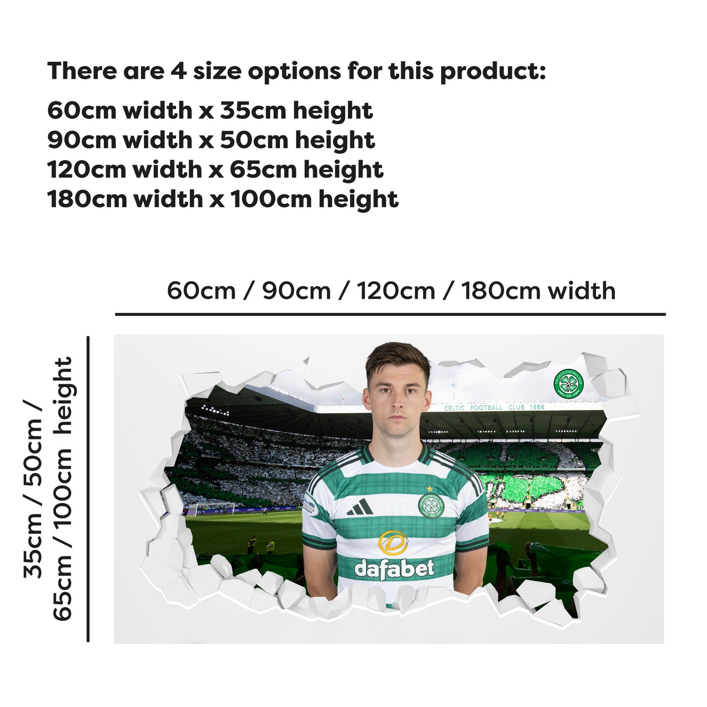 Celtic FC Wall Sticker - Tierney 25/26 Player Broken Wall