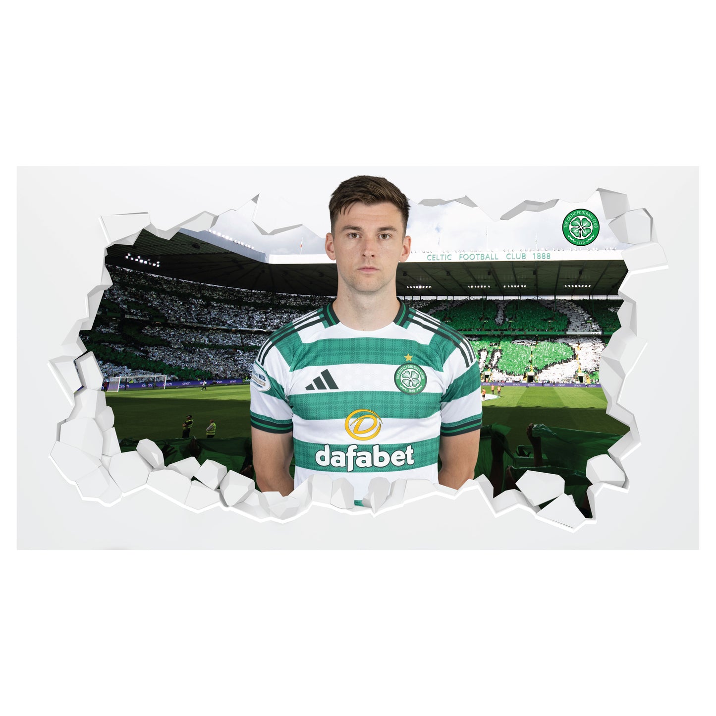 Celtic FC Wall Sticker - Tierney 25/26 Player Broken Wall