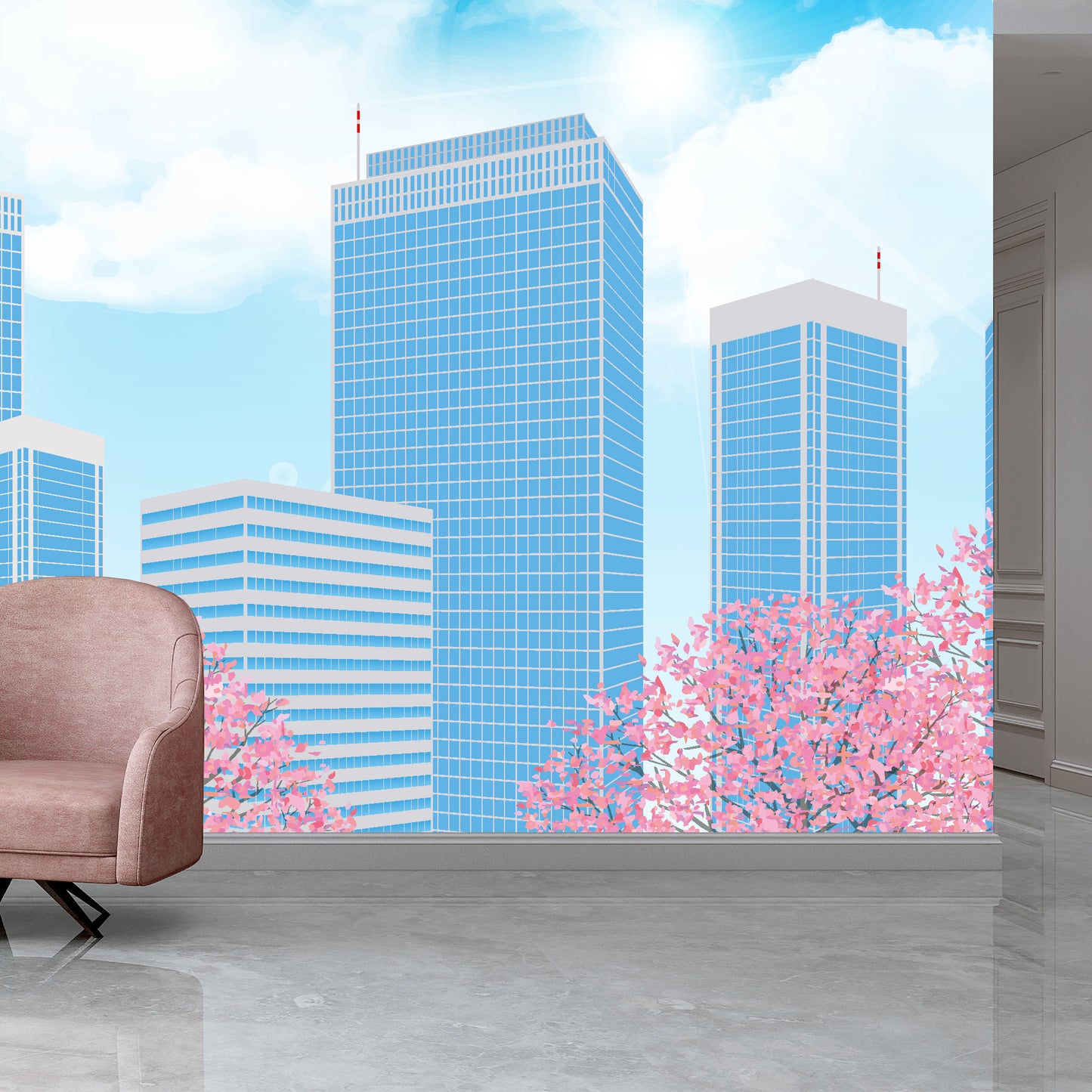 City In The Sky Full Wall Mural