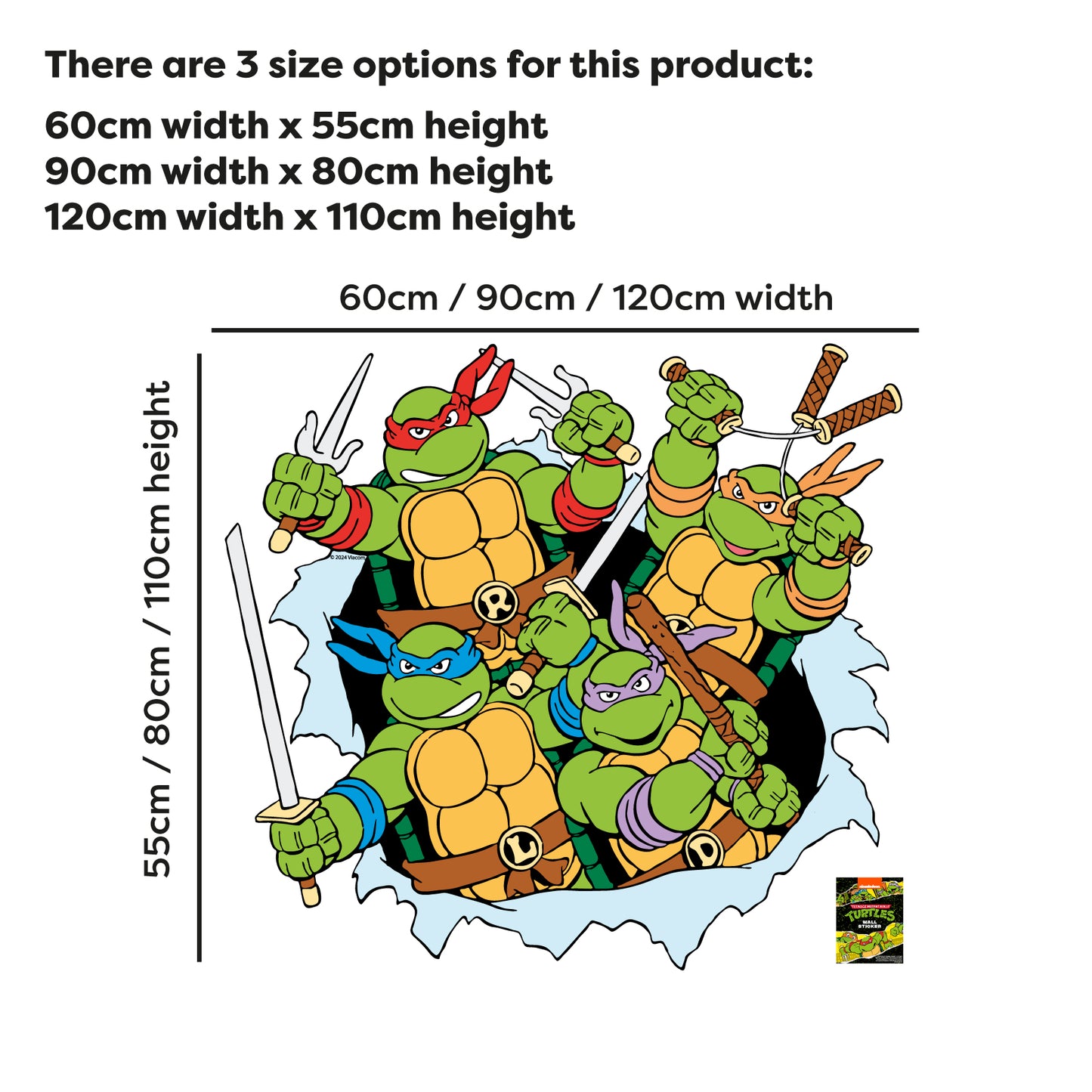 Teenage Mutant Ninja Turtles Wall Sticker - Group Ripping Through Wall Decal TMNT Art