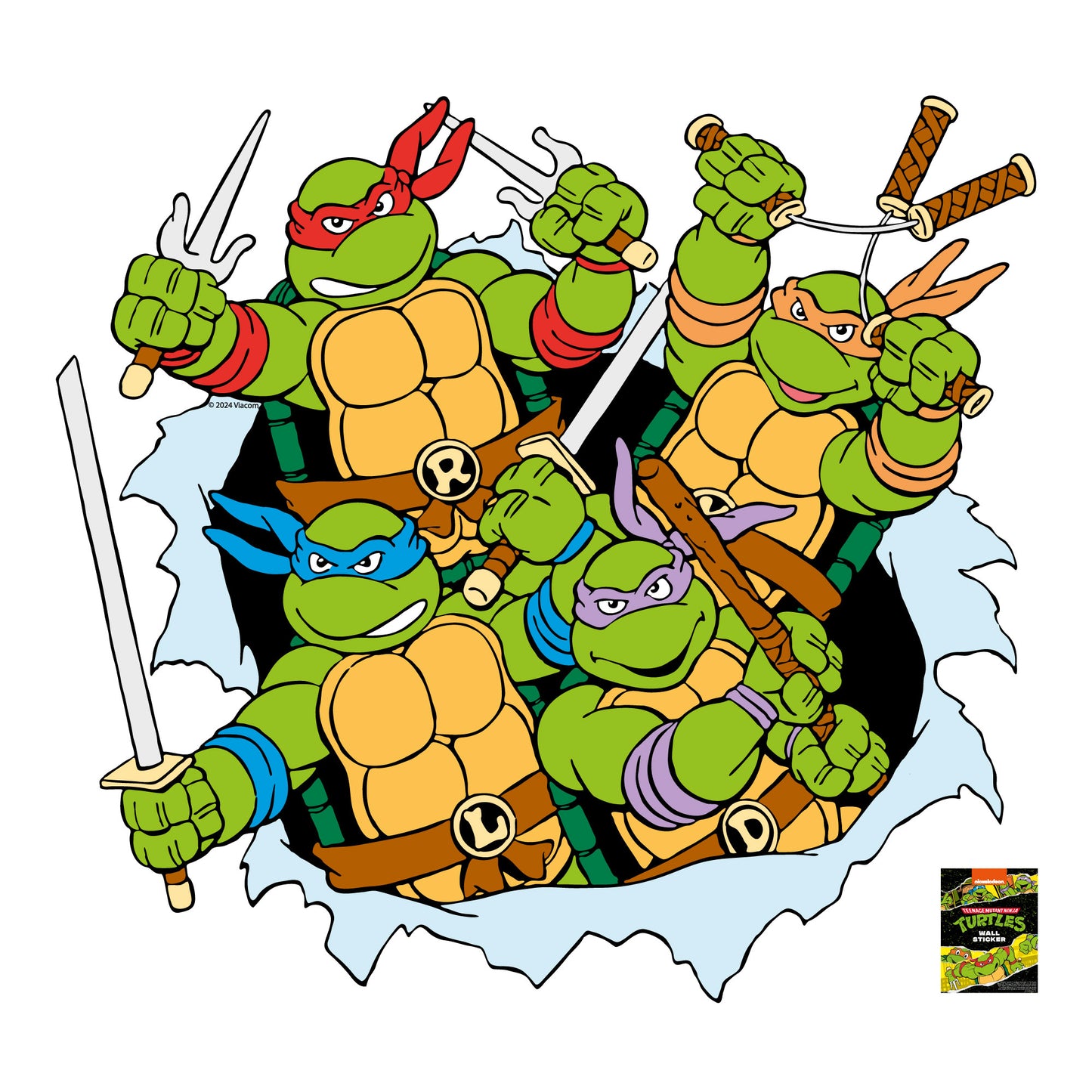 Teenage Mutant Ninja Turtles Wall Sticker - Group Ripping Through Wall Decal TMNT Art