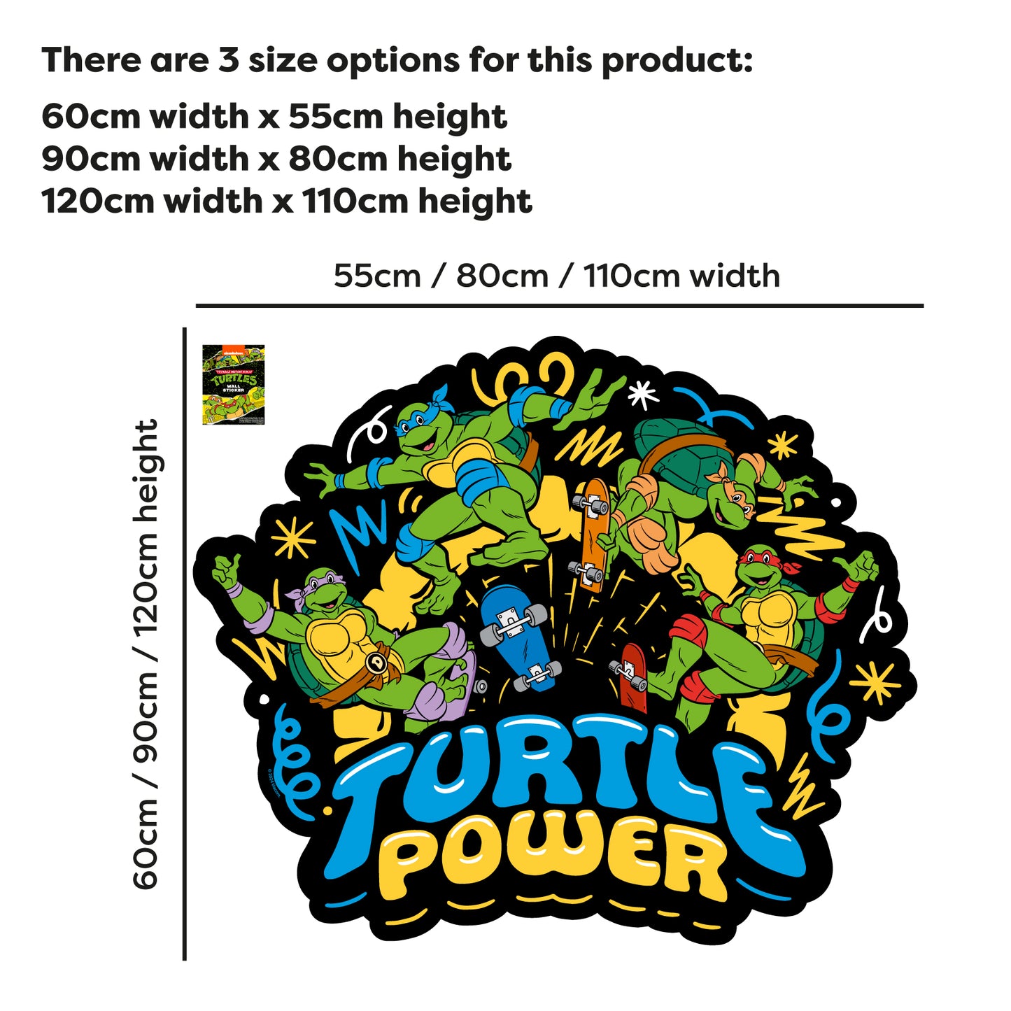 Teenage Mutant Ninja Turtles Wall Sticker - Turtle Power Group Decal TMNT Art
