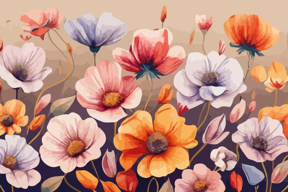Dainty Pastel Flowers Full Wall Mural