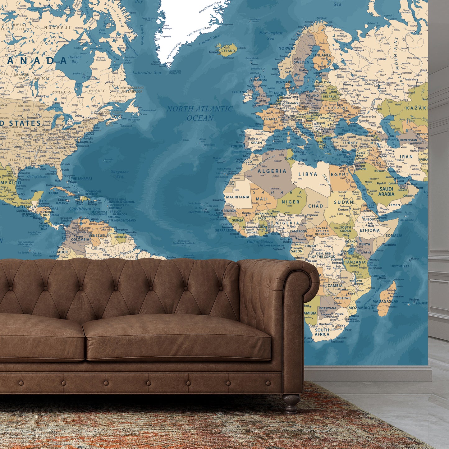 Detailed Map Full Wall Mural