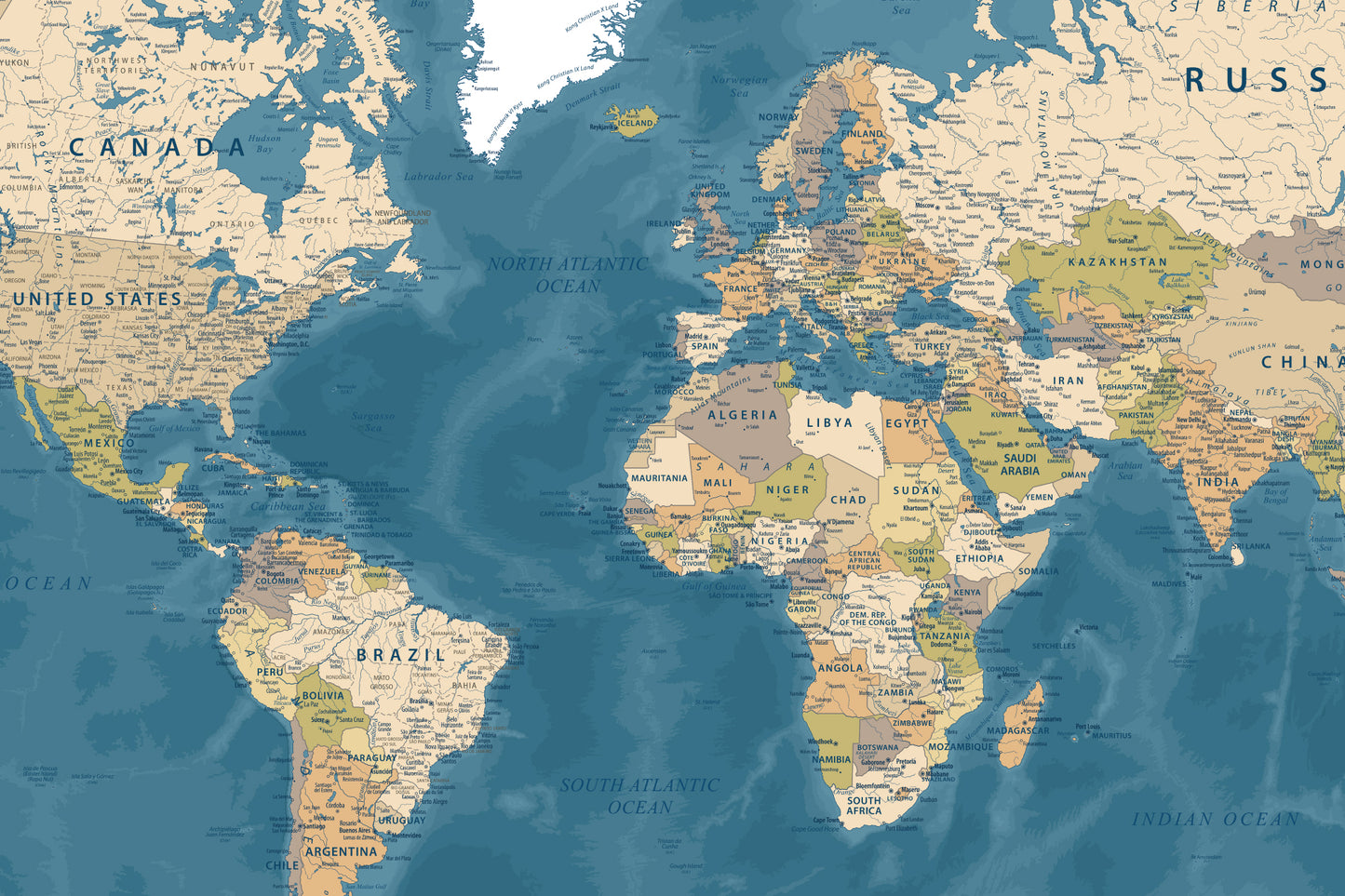 Detailed Map Full Wall Mural