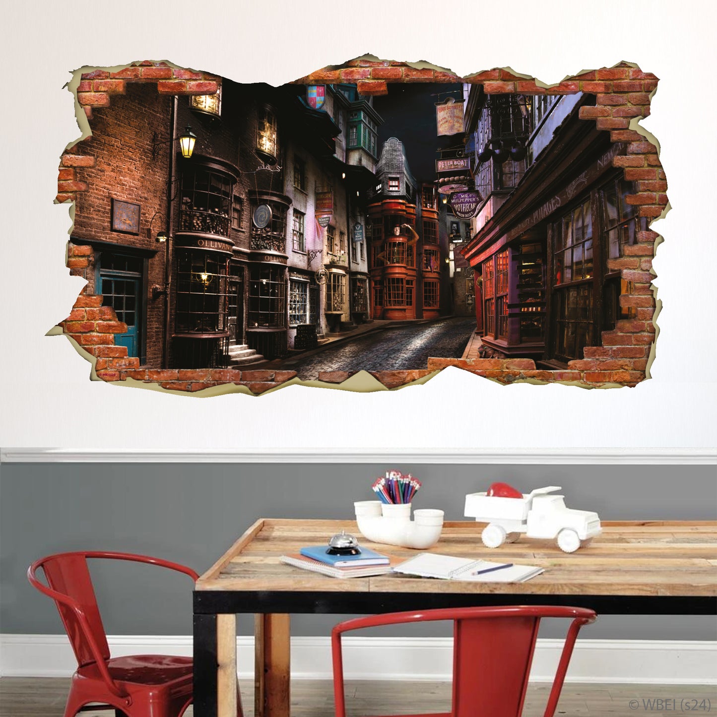 HARRY POTTER Wall Sticker – Diagon Alley Night Time Brick Broken Wall Decal Wizarding World Art