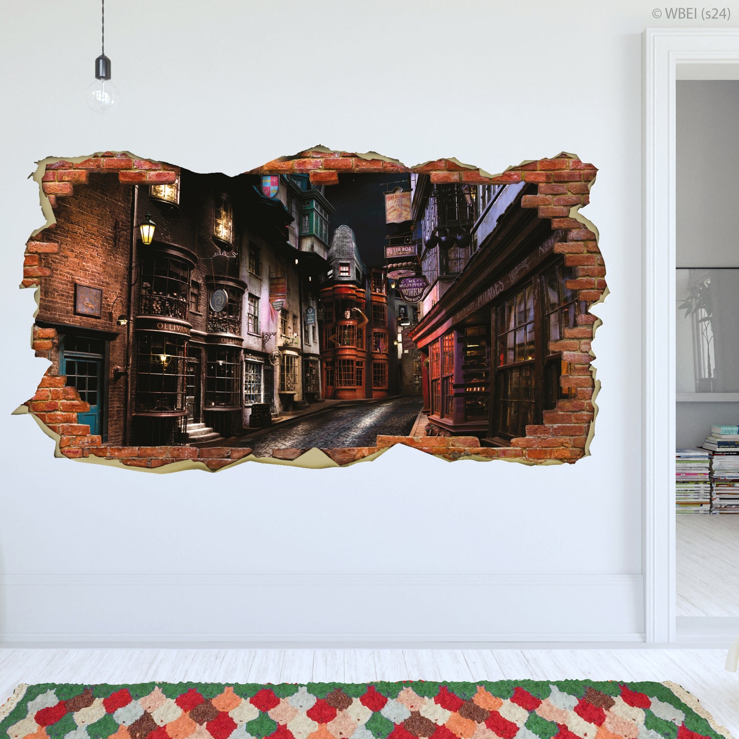HARRY POTTER Wall Sticker – Diagon Alley Night Time Brick Broken Wall Decal Wizarding World Art