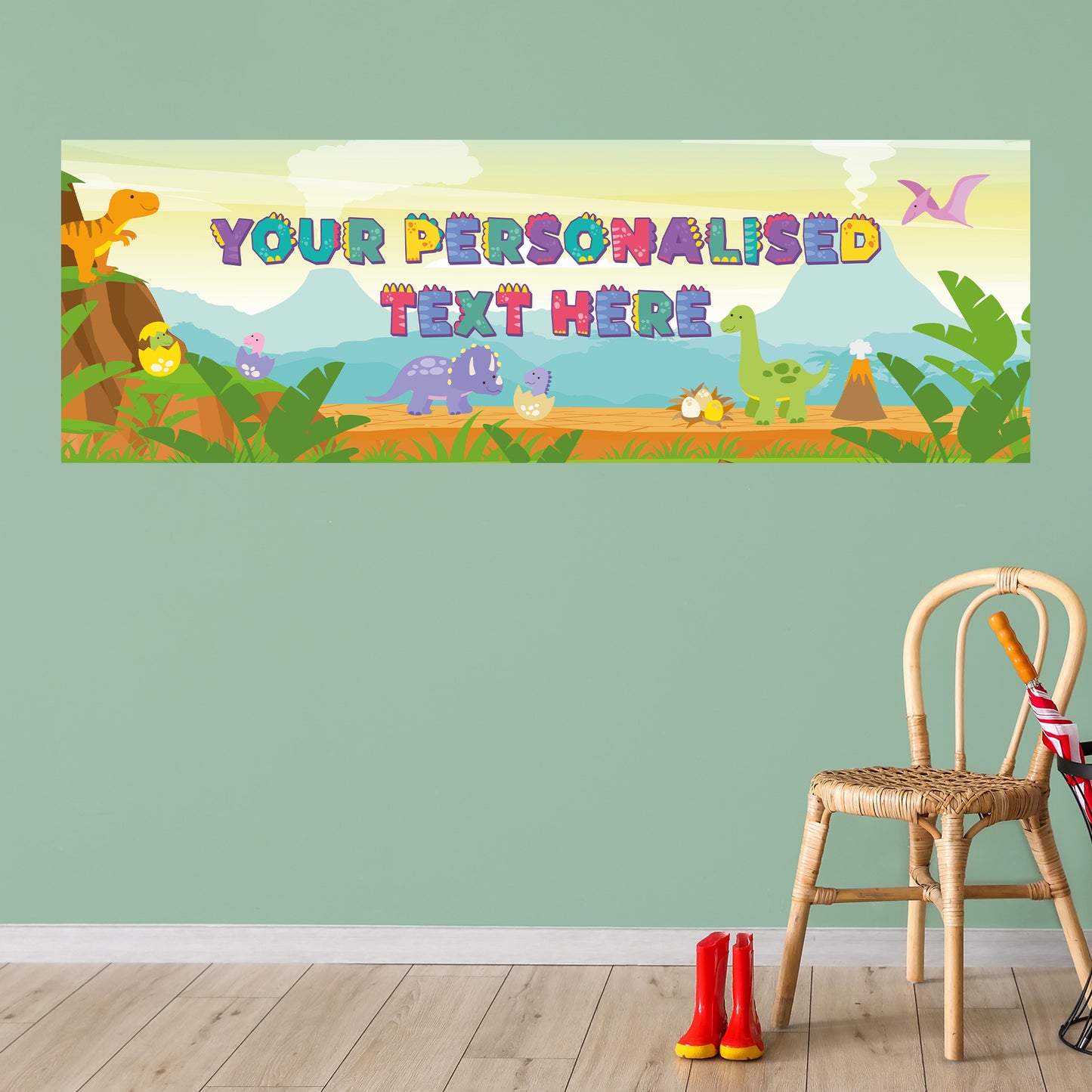 Dinosaur Birthday – Dino Land Personalised Banner Wall Sticker