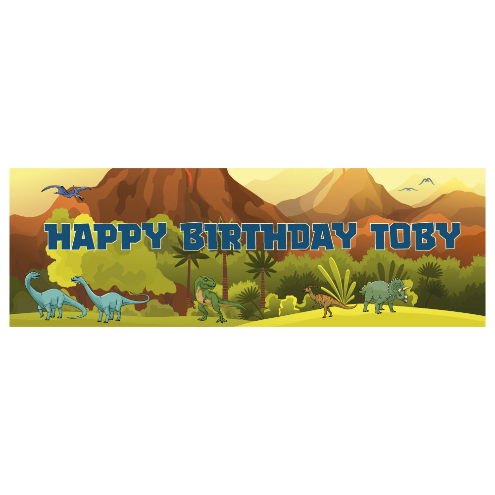 Dinosaur Birthday – New World Personalised Banner Wall Sticker