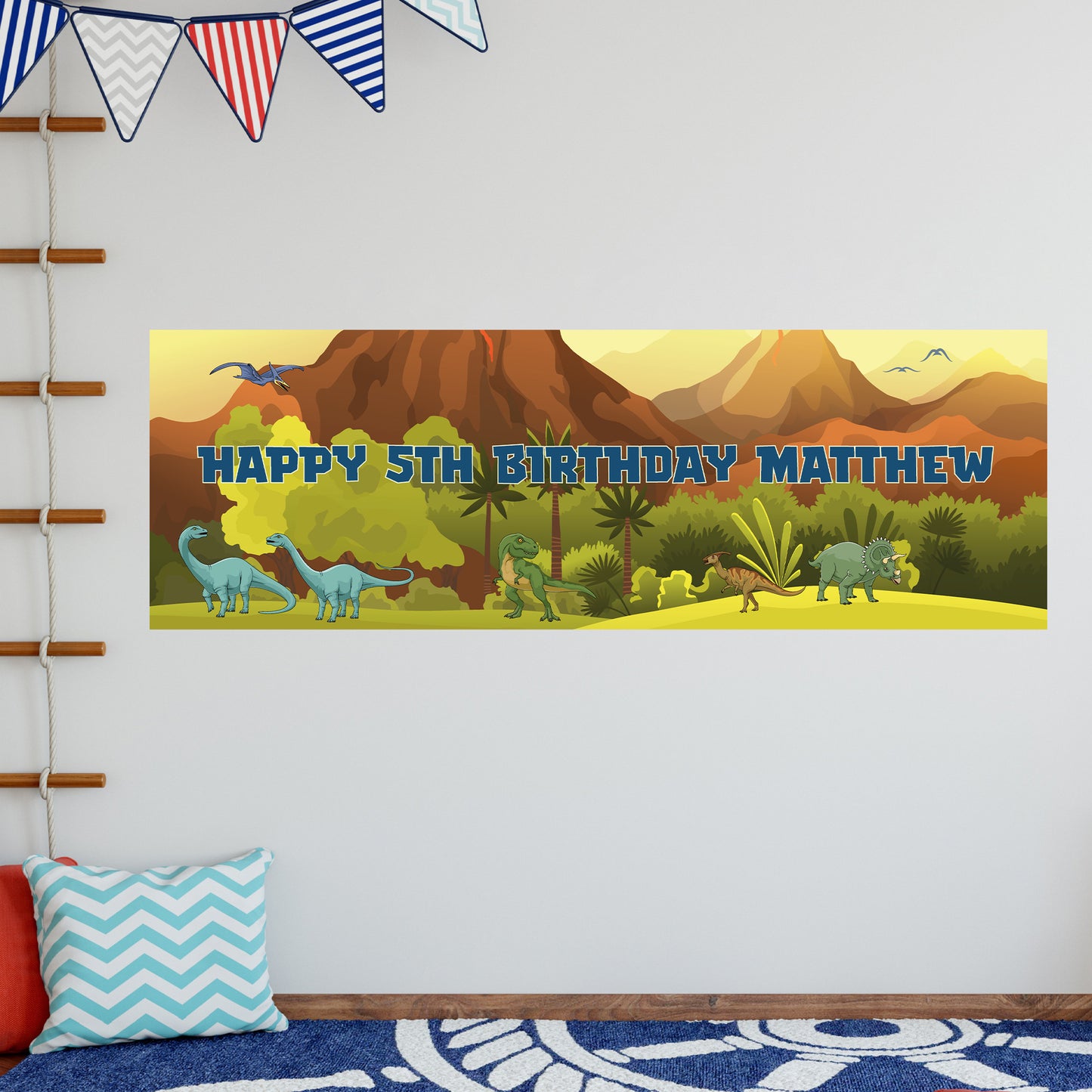 Dinosaur Birthday – New World Personalised Banner Wall Sticker