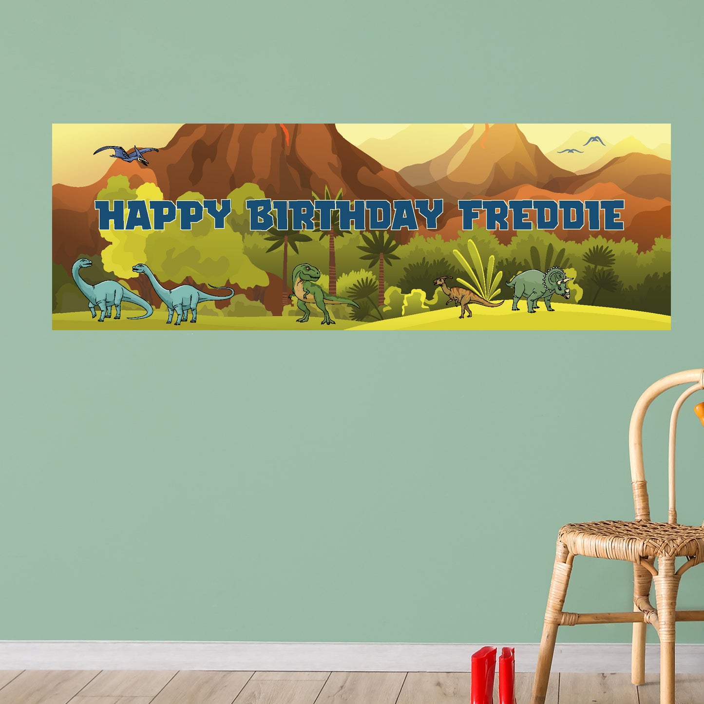 Dinosaur Birthday – New World Personalised Banner Wall Sticker