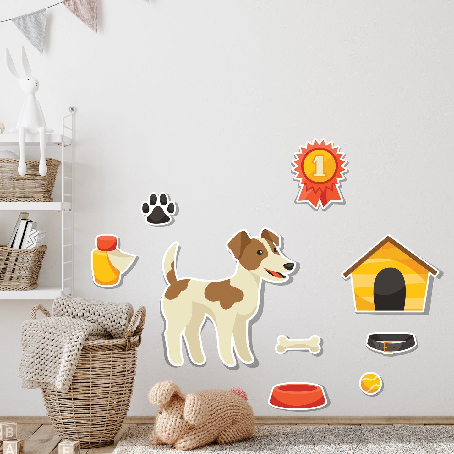 Dog Wall Sticker - Dog House and Toys Decal Wall Art