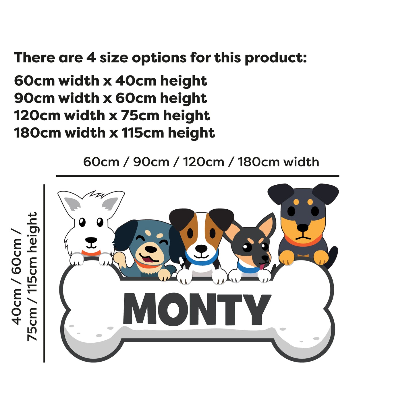 Dog Wall Sticker - Dog Name on Bone Decal Wall Art