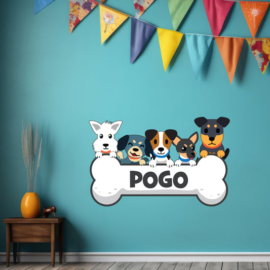 Dog Wall Sticker - Dog Name on Bone Decal Wall Art