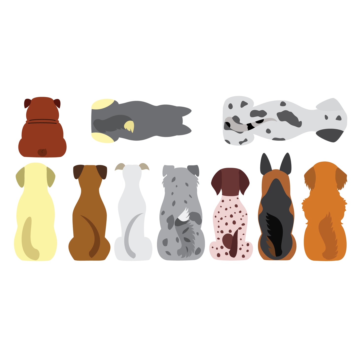 Dog Wall Sticker - Dogs in a Line Decal Set Wall Art