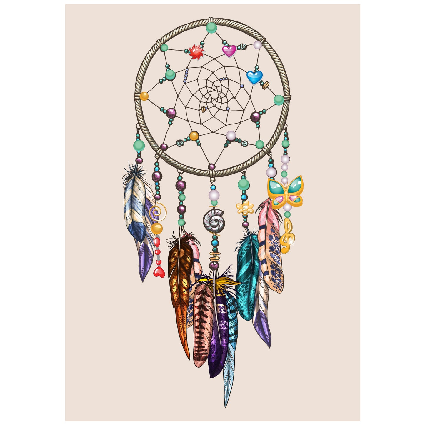 Boho Wall Print - Abstract Dream Feather Poster Wall Art