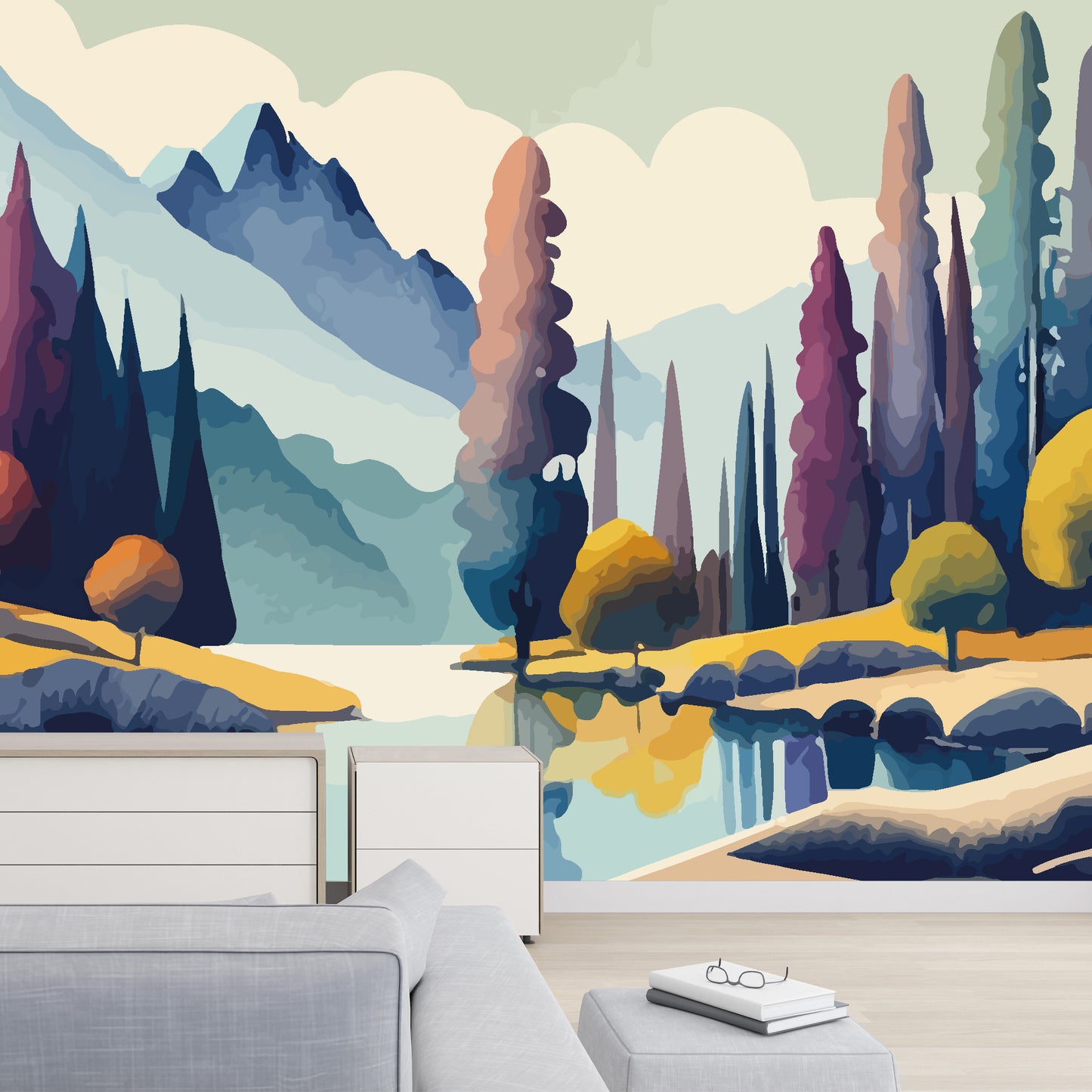 Dreamy Lakeside Full Wall Mural