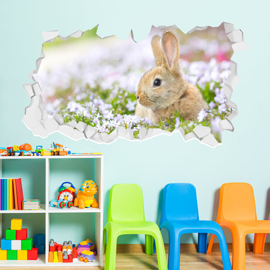 Easter Wall Sticker - Rabbit Photograph Broken Wall Art Decal