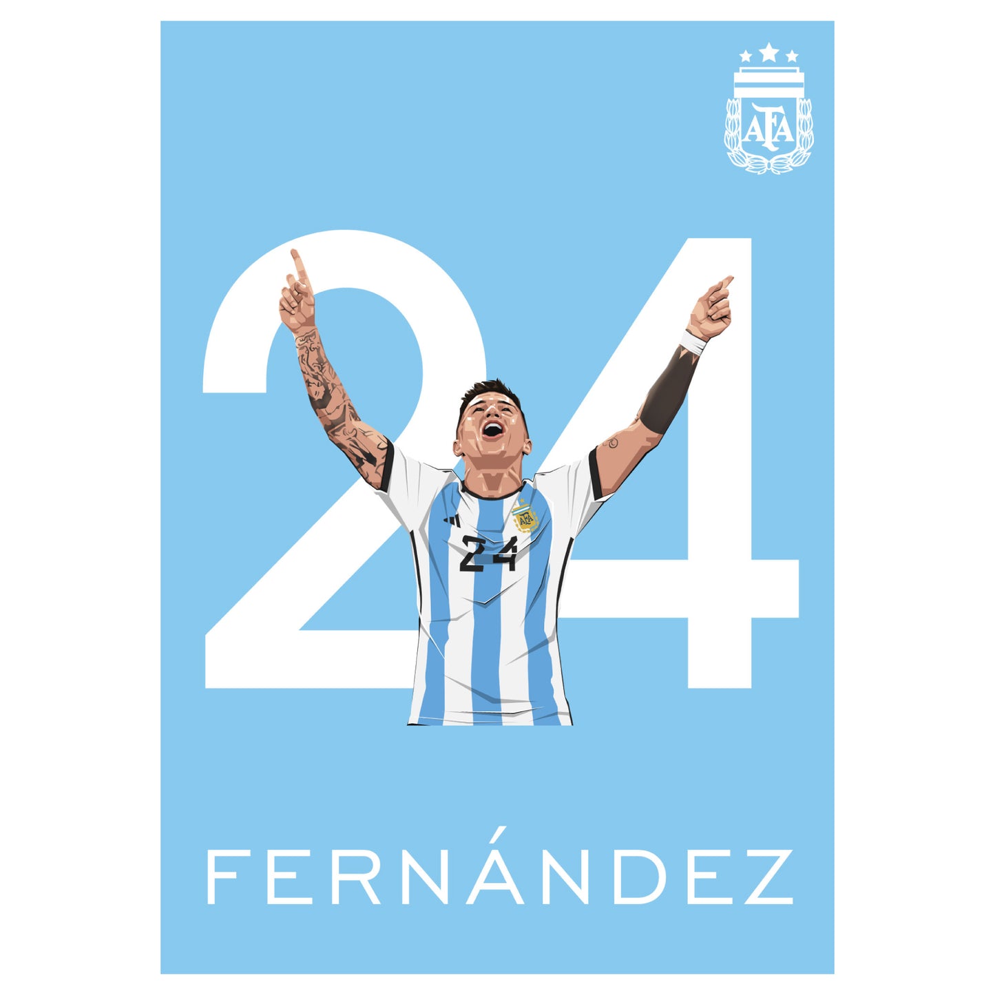 Argentina Print - Enzo Fernandez Illustration Poster