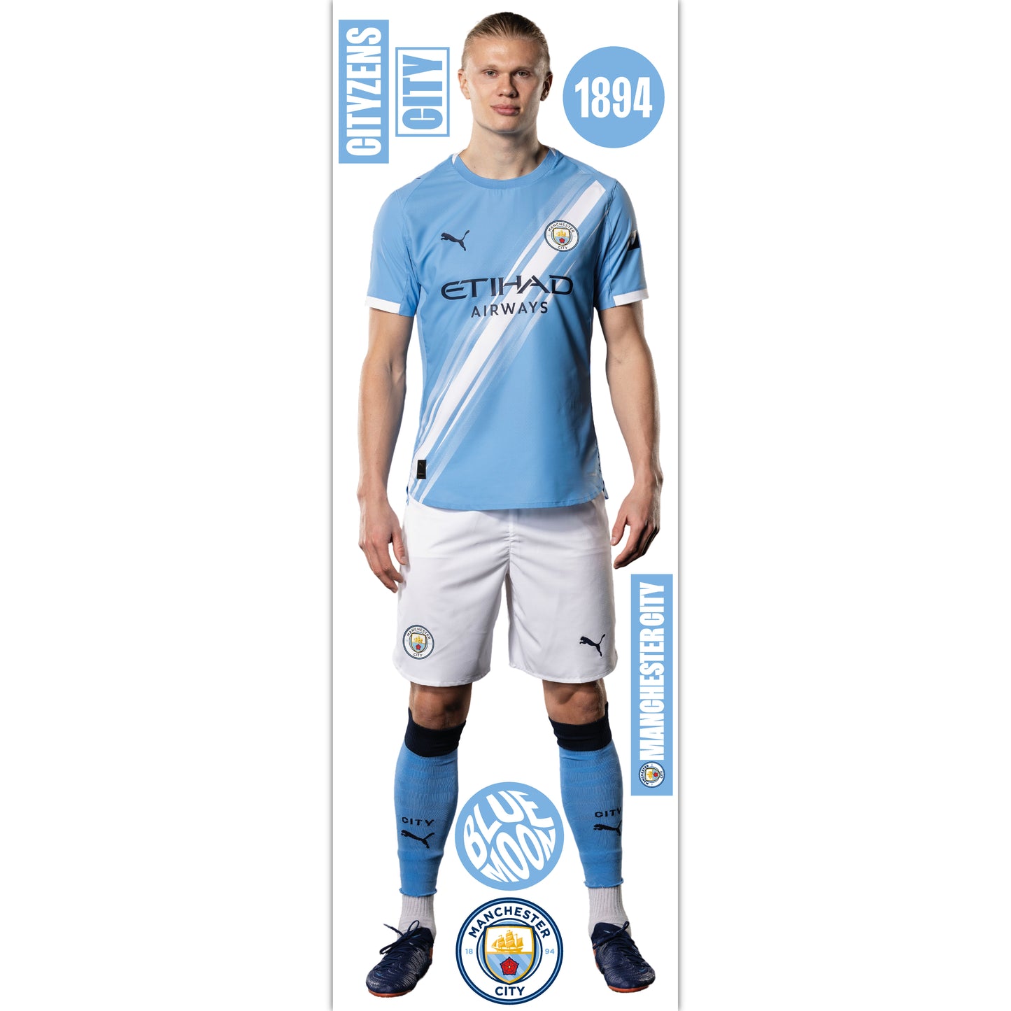 Manchester City FC - Erling Haaland 25/26 Player Wall Sticker + Decal Set