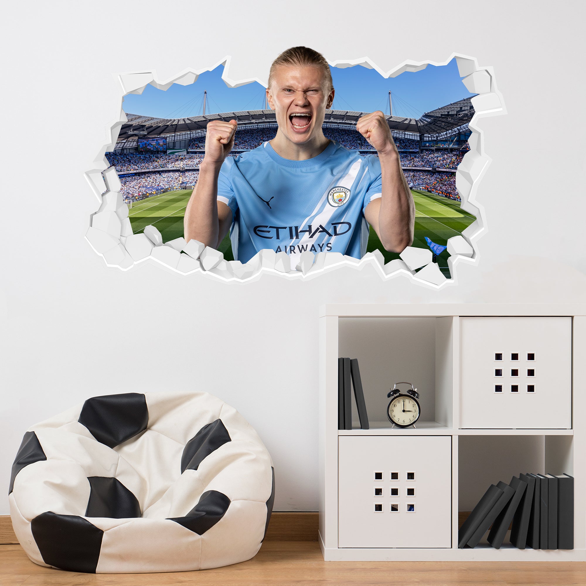 Autocollant Mural Haaland - Décalque Football Pour Chambre D'enfants, Vinyle Mat, Neuf