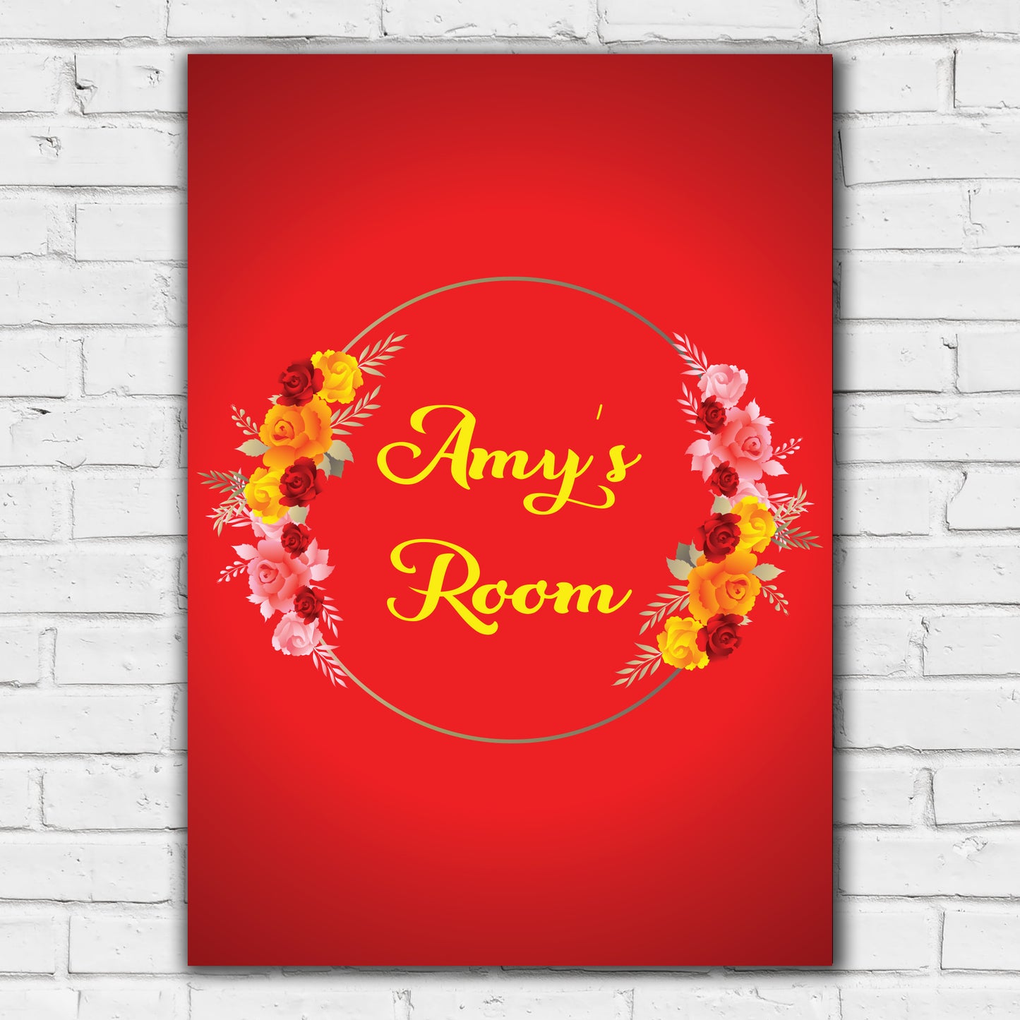 Floral Wall Print - Personalised Text Flower Circle Poster Wall Art