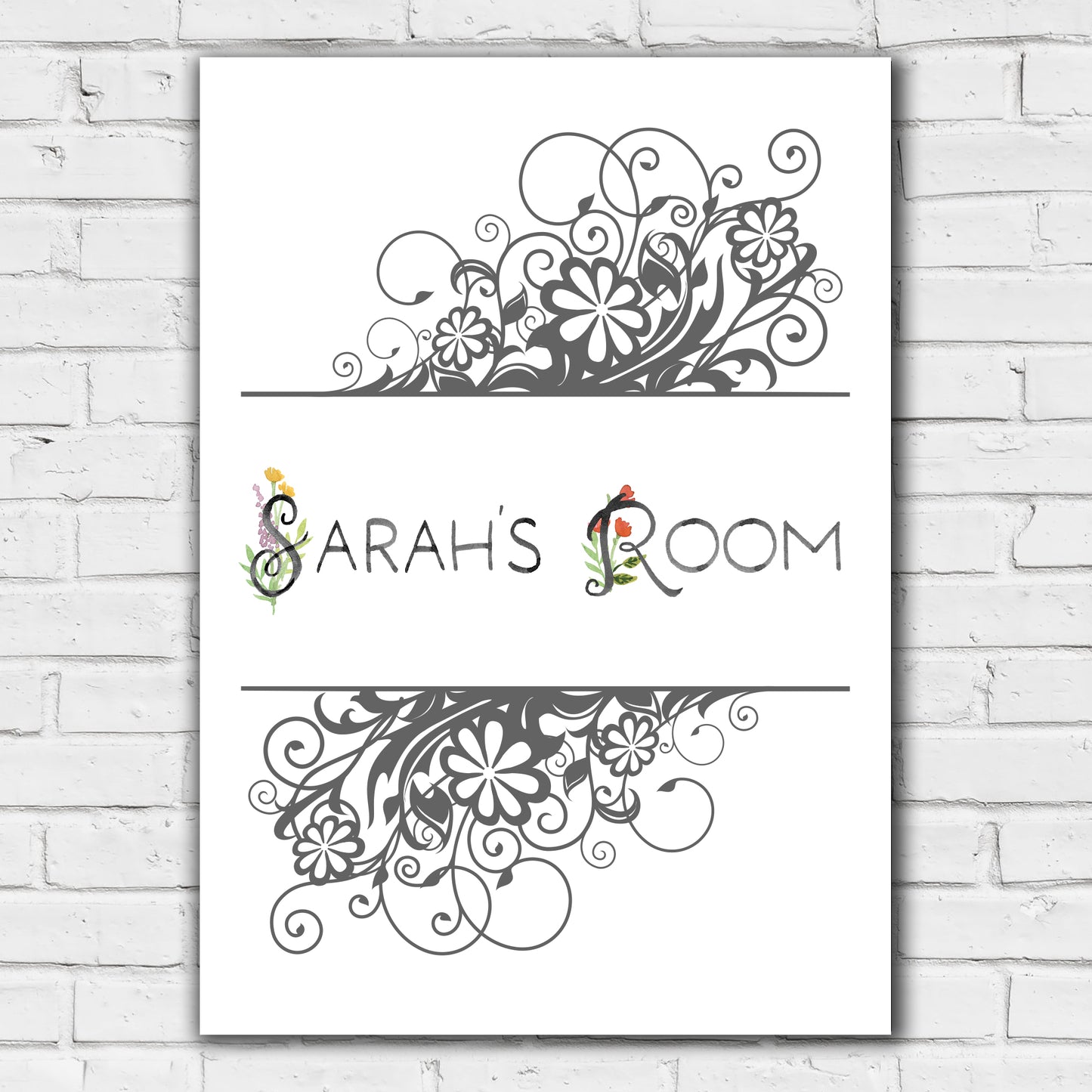Floral Wall Print - Personalised Flower Design Print Poster Wall Art