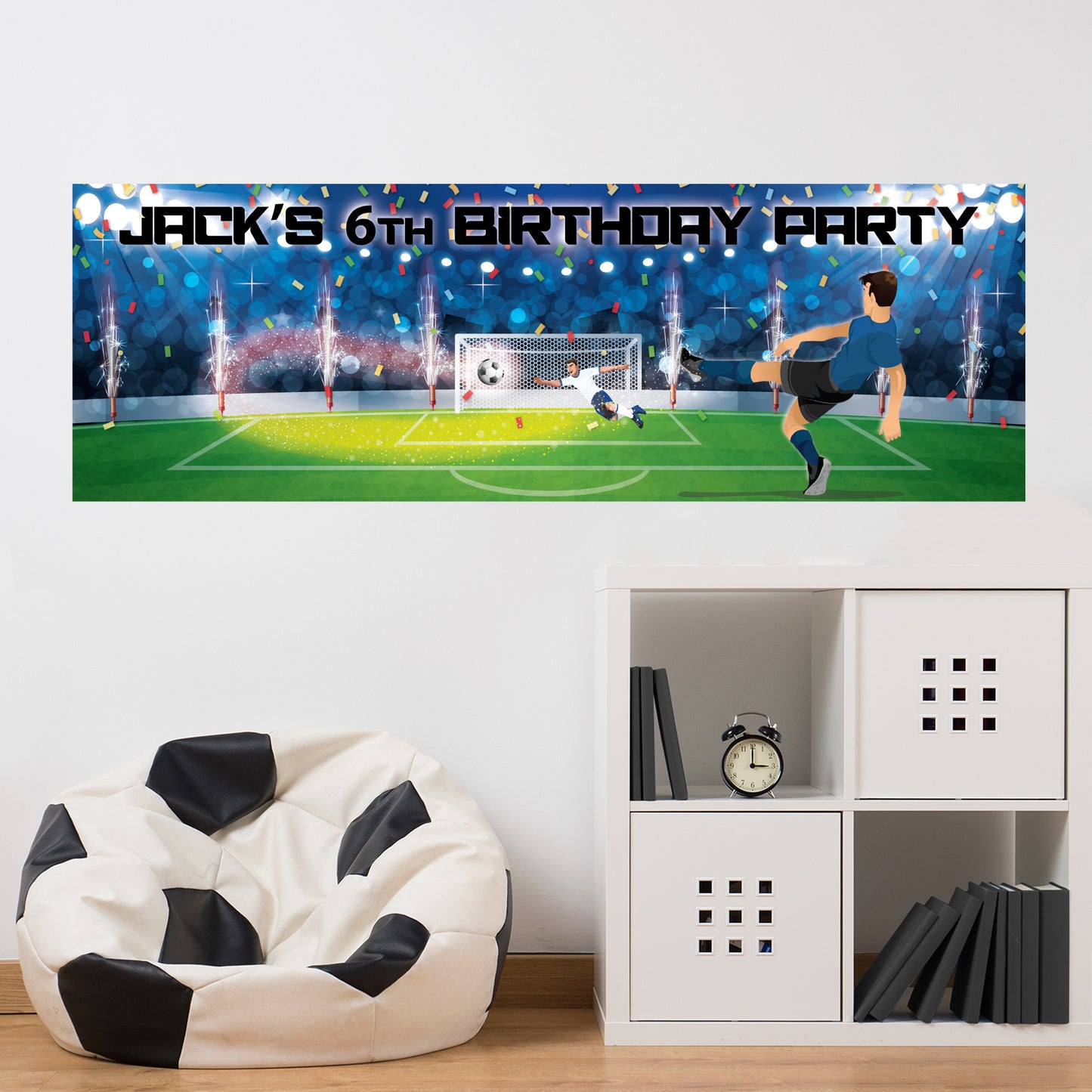 Football Birthday – Scoring a Goal Personalised Banner Wall Sticker