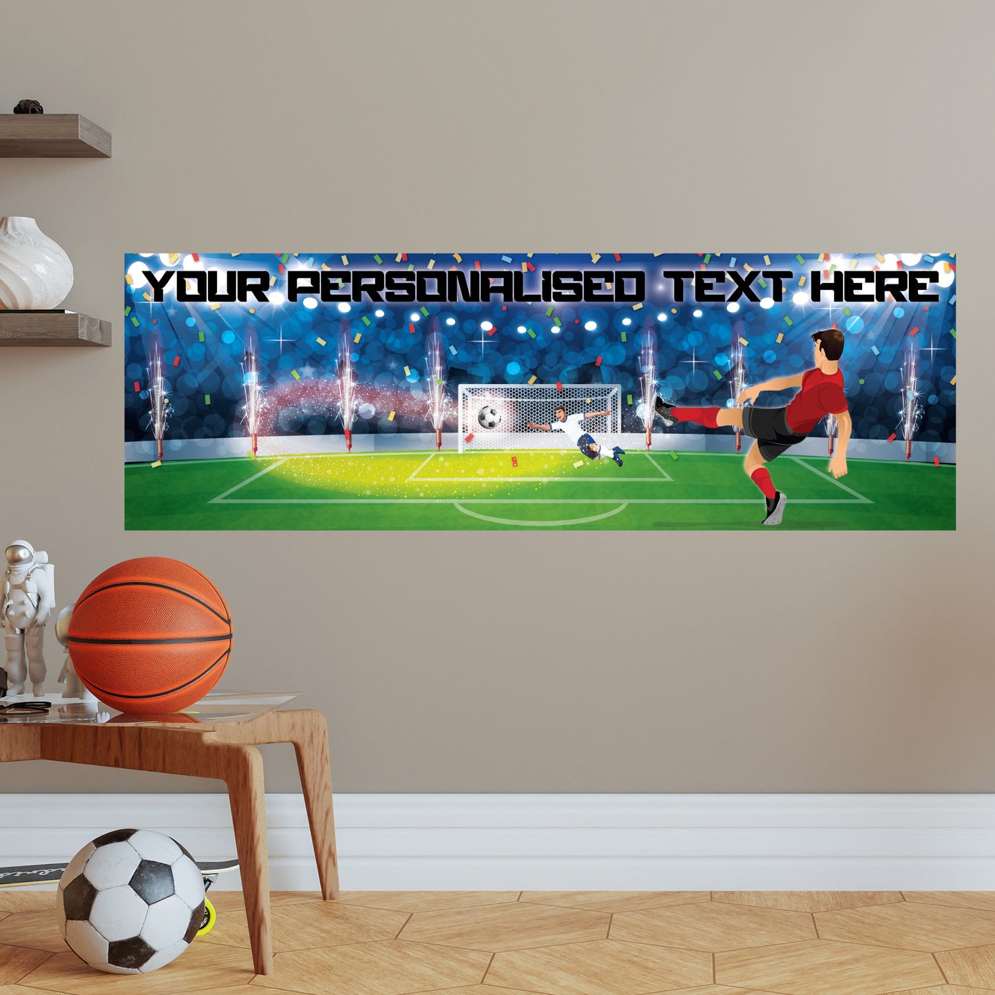 Football Birthday – Scoring a Goal Personalised Banner Wall Sticker