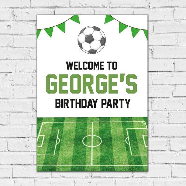 Football Birthday Sign - Green Bunting Personalised Foamex Board