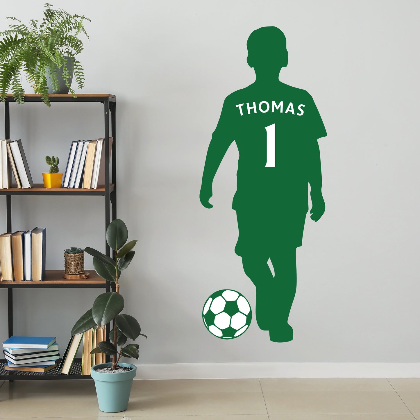 Football Player Wall Sticker - Kid Silhouette Personalised Shirt Art Decal