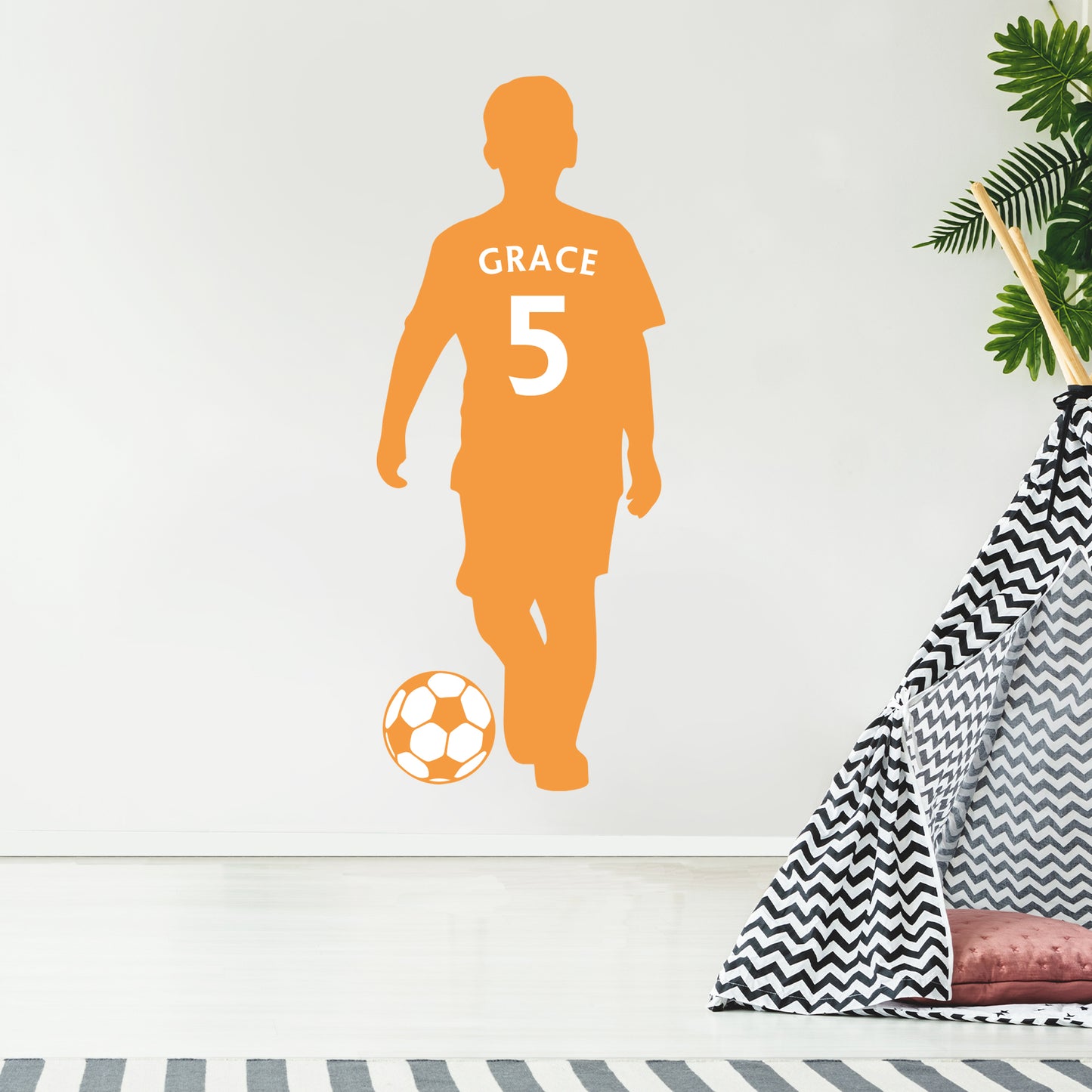 Football Player Wall Sticker - Kid Silhouette Personalised Shirt Art Decal